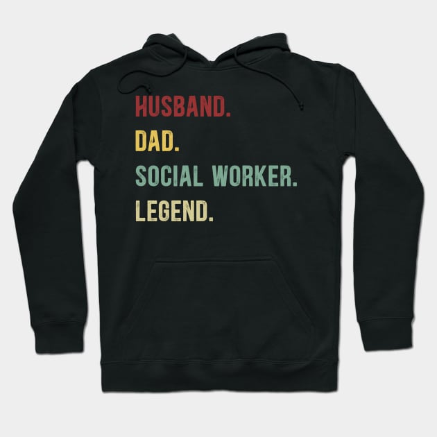 Social Worker Funny Vintage Retro Shirt Husband Dad Social Worker Legend Hoodie by Foatui